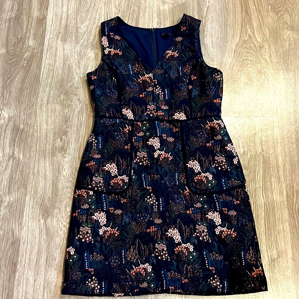 Dress that's almost like tapestry, thick fabric, rich colors.